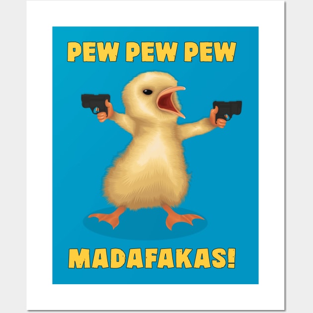 A Funny Bird Holding Guns And Says : PEW PEW PEW, MADAFAKAS! Wall Art by Ghean